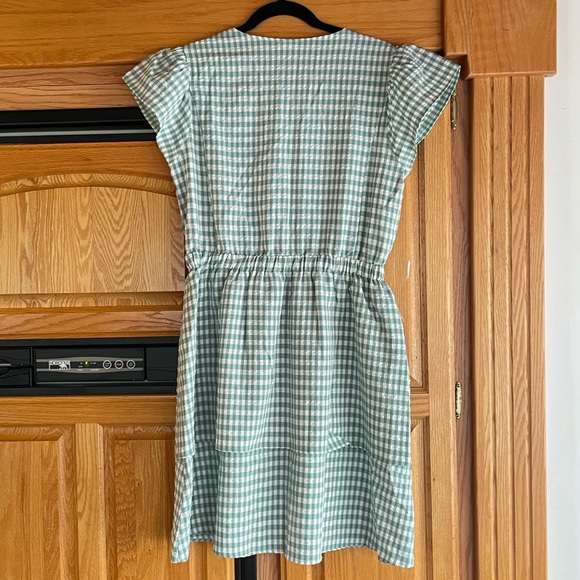 NWT * Pleione Puff Shoulder Ruffle Checkered Dress Size Medium Gingham print - Picture 8 of 15